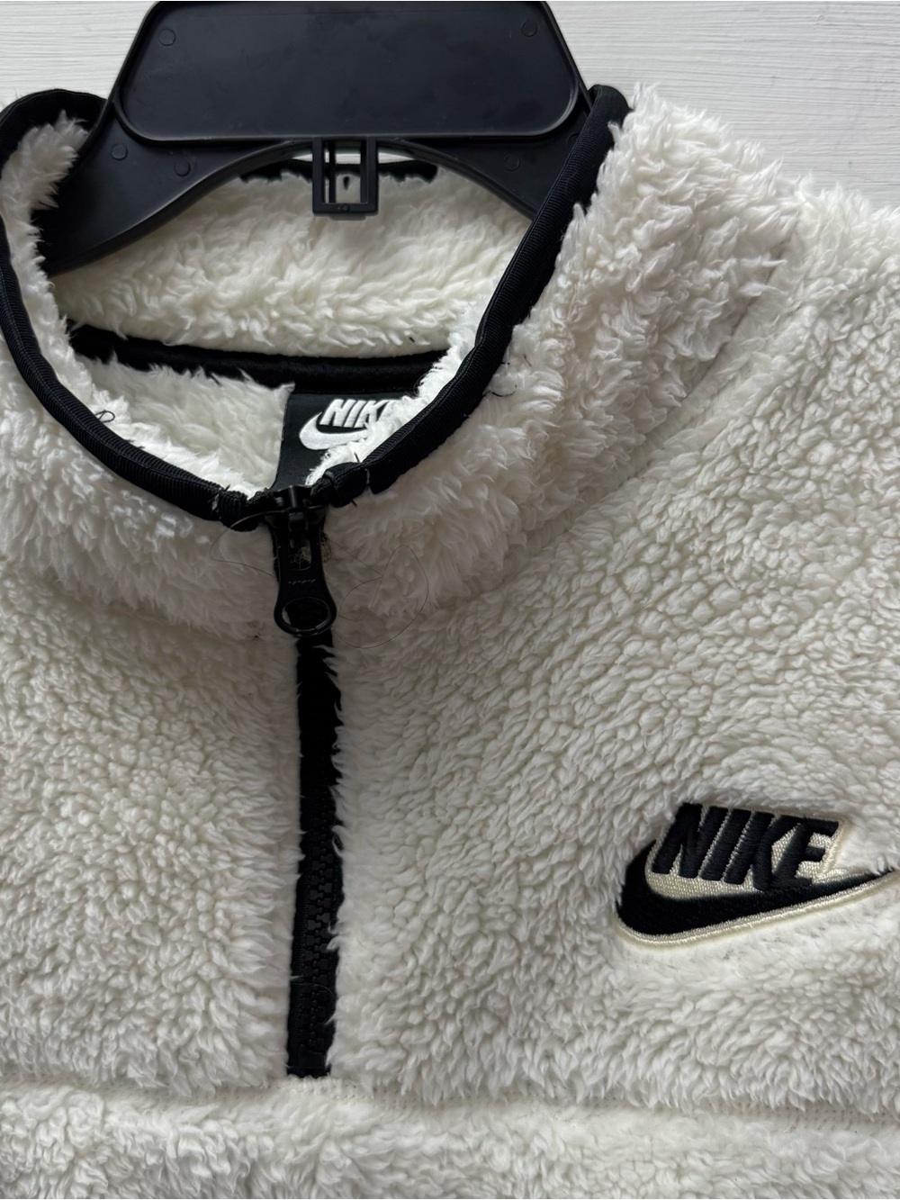 Nike Sherpa Fleece Pullover Ivory XXL Cozy Half Zip - Picture 3 of 8